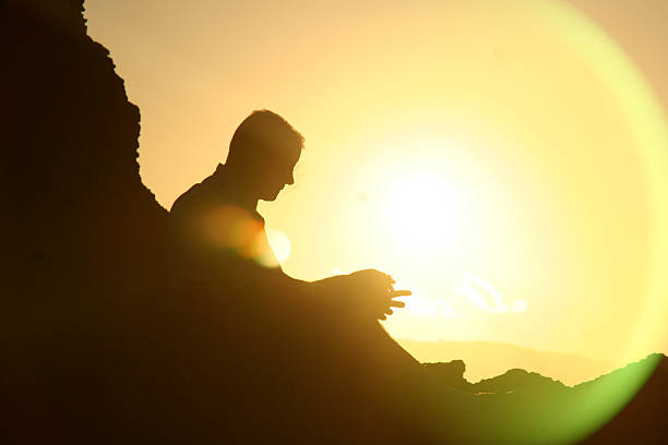 Silhouette in the Sunset stock photo