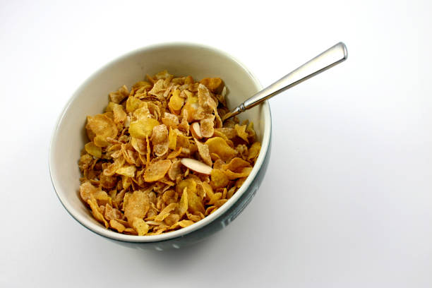 flakes in una scodella. - almond bowl ceramic food foto e immagini stock