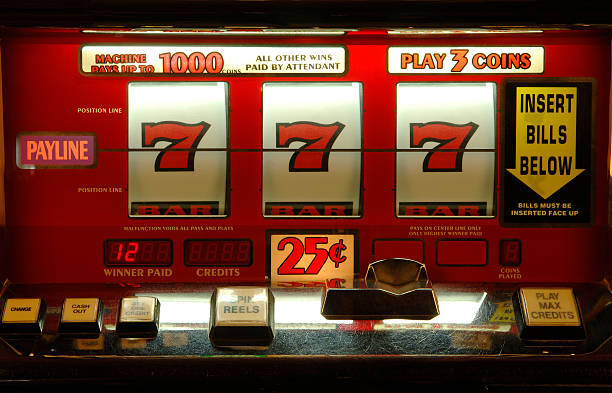 Jackpot Slot Machine with Straight Sevens jackpot photos stock pictures, royalty-free photos & images