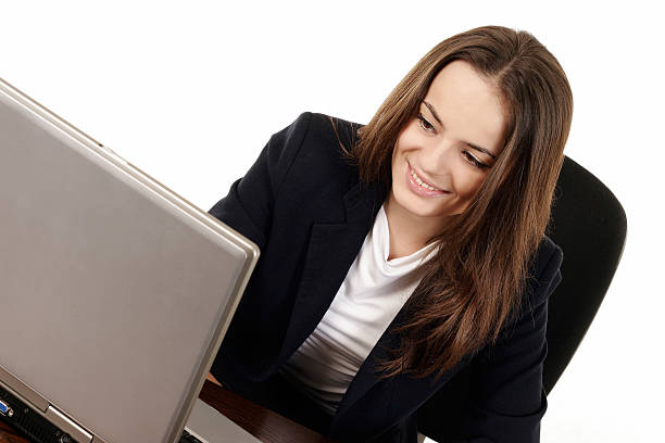 istock Young woman working with laptop 172188243