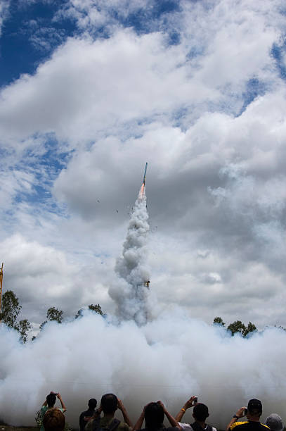 Rocket launch at Yasothon, Thailand stock photo