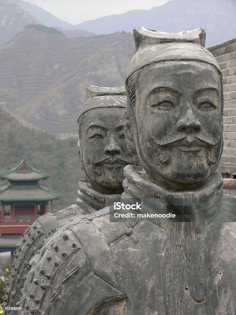 Terracota guerreiro chinês estátuas de pedra no Great Wall - Foto de stock de Adulto royalty-free