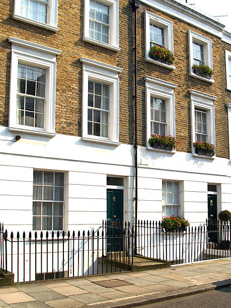 london street - london england sash window house georgian style foto e immagini stock