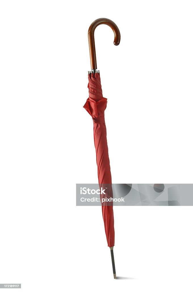 Chiuso rosso ombrello con percorso - Foto stock royalty-free di Chiuso