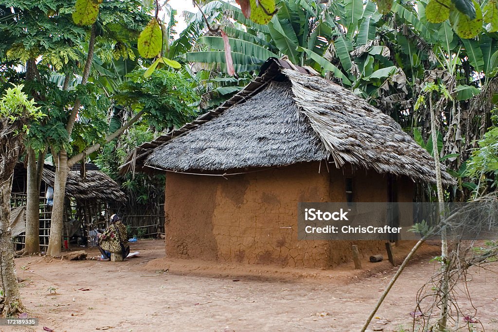 Villaggio africano Capanna tra banani-Zanzibar - Foto stock royalty-free di Africa