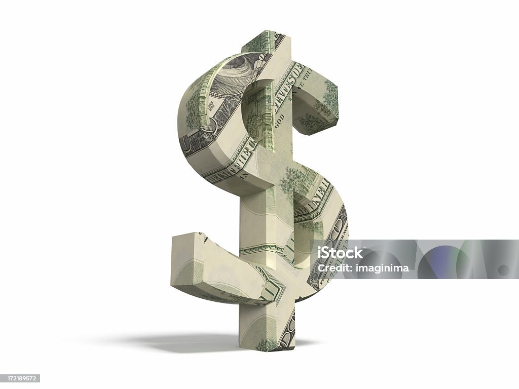 Dollar Sign with Clipping Path Banknote textured dollar sign.Isolated on white.Includes clipping path (without shadow). Dollar Sign Stock Photo