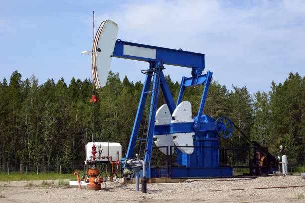 jack de bomba - oil pump oil industry alberta equipment imagens e fotografias de stock