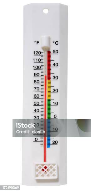 Photo libre de droit de Le Thermomètre Isolation banque d'images et plus d'images libres de droit de Celsius - Celsius, Chaleur, Fond blanc