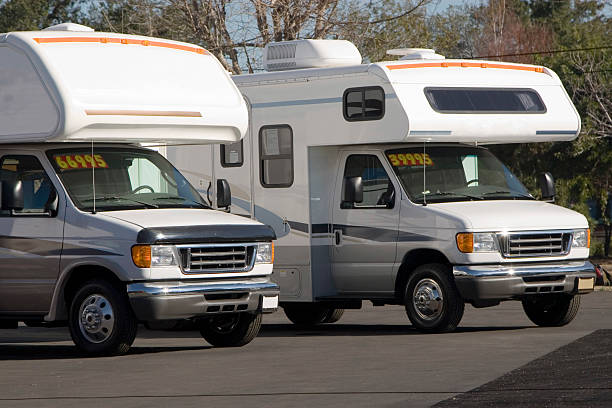 RV DEALERSHIP New RV's at a dealership. RV truck stock pictures, royalty-free photos & images