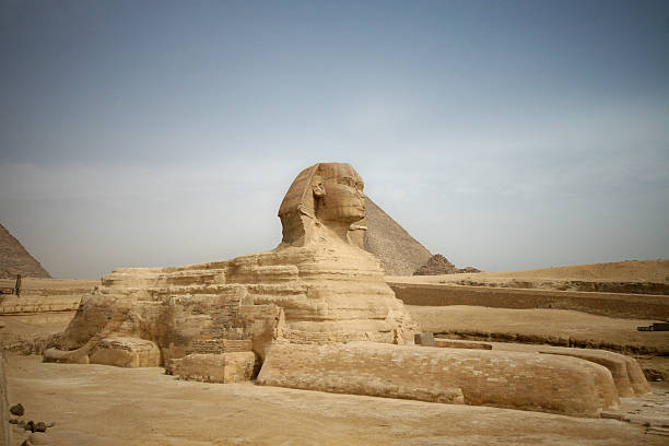 The Sphinx at Giza in the country of Egypt stock photo