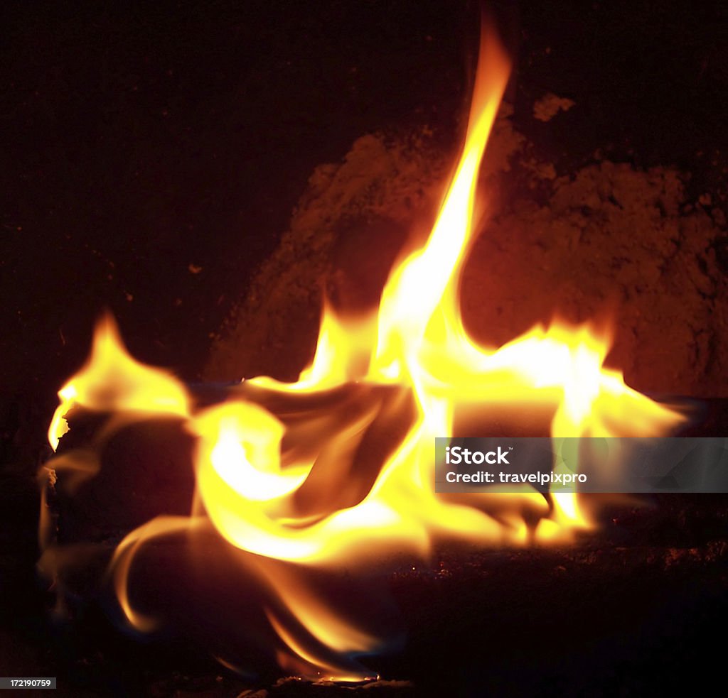 Fired Up Macro of yellow fire. Clickable series: Bonfire Stock Photo