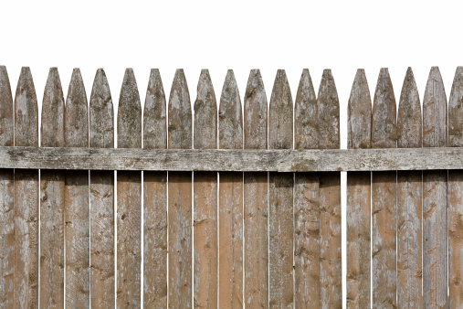 Old wooden picket fence on a white backgroundOthers from this series: