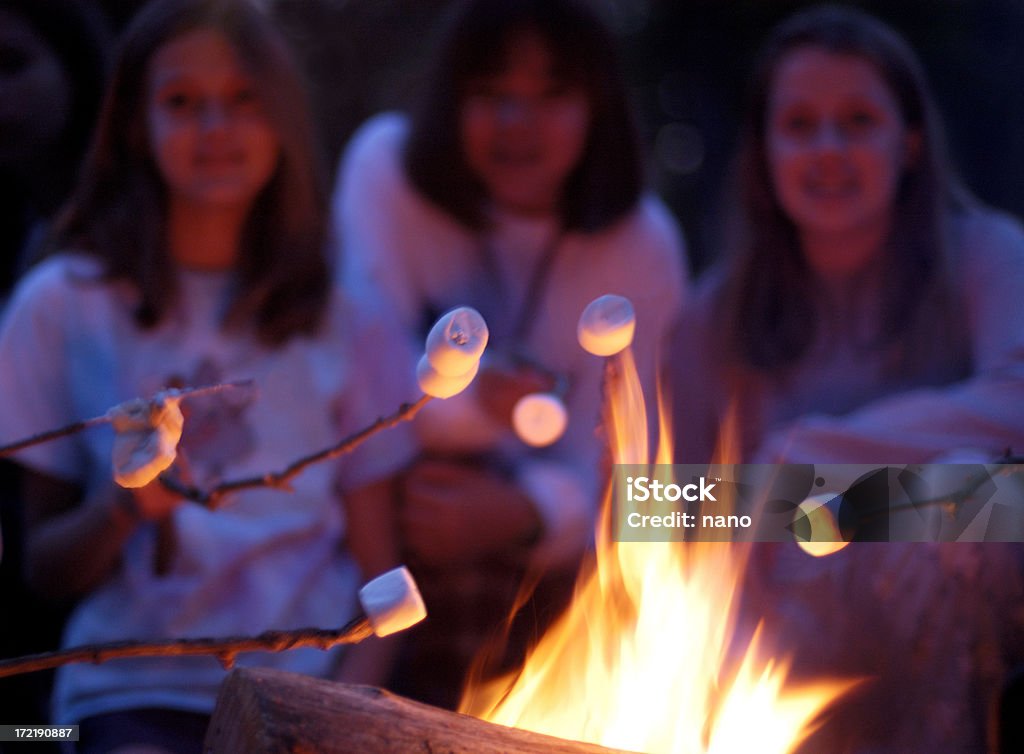 marshmallow Tostar - Royalty-free Fogueira de acampamento Foto de stock