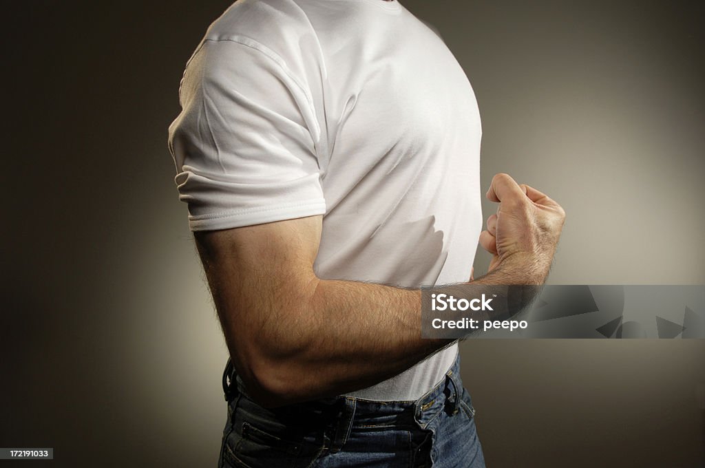 Conjunto de camisa de t de branco - Foto de stock de Musculoso royalty-free