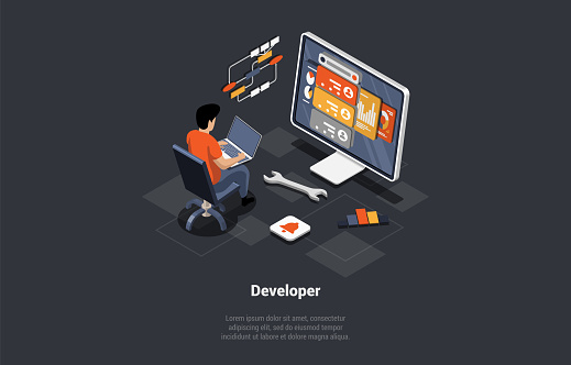 Software Programming Software Development Coding Process Programmer Or Web Developer Writing ...