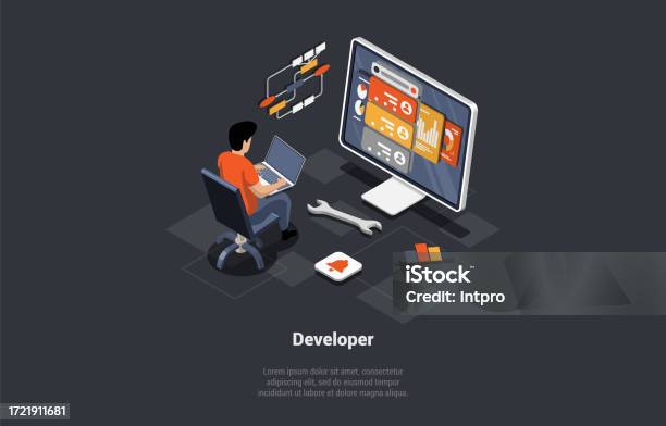 Software Development Coding Process Programmer Or Web Developer Writing ...
