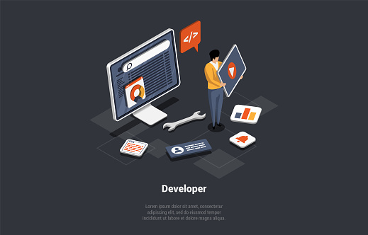 Software Designer Coding Software Development Coding Process Concept Programmer Or Web Developer ...