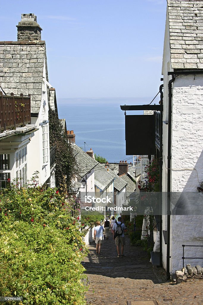 English seaside village on steep location English fishing village Clovelly in North Devon is famous for being on a steep hill by the seaside and for surviving since the 9th century AD Sea Stock Photo