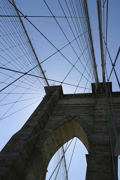 Brooklyn Bridge- One of the two towers holding up the cables - new york city-