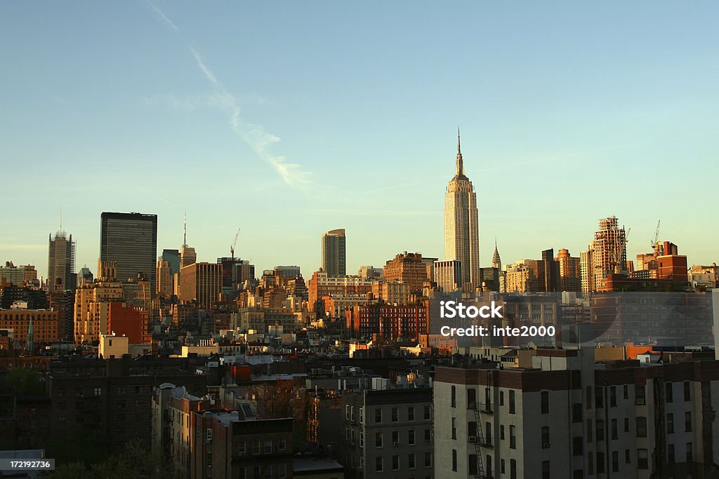 Нью-Йорк Сити skyline.at dusk. - Стоковые фото Финансы роялти-фри