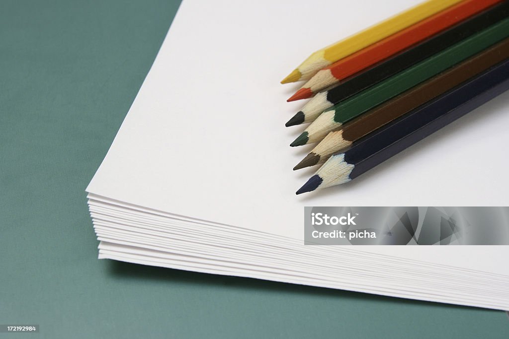 color pencils and white paper  Art Stock Photo