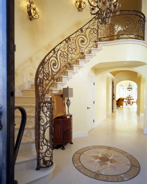 istock Elegant Chateaux Entryway with Staircase 172193075