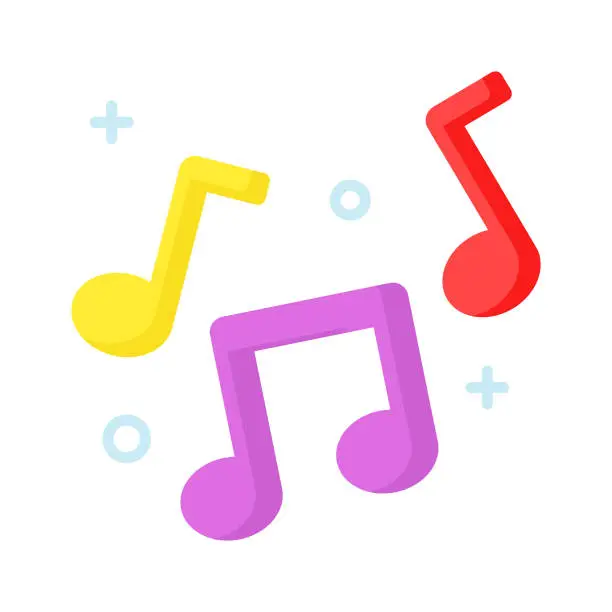 Vector illustration of Music notes, song, melody or tune flat vector icon for musical apps and websites, trendy design