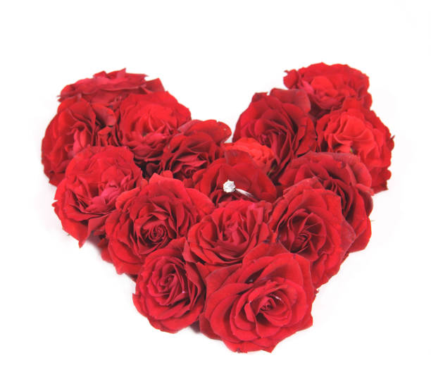 istock Heart of roses with diamond ring 172194201