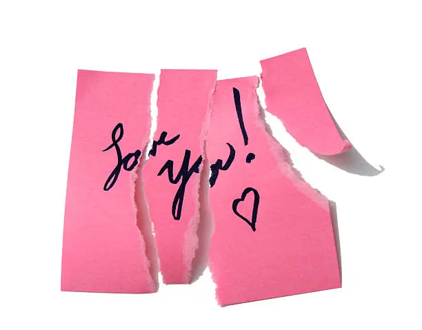 Photo of Unrequited Torn Post it Note: I love you not