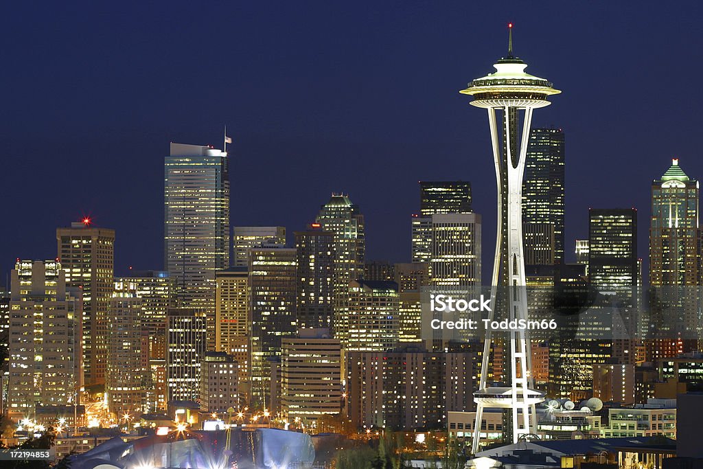 Seattle Skyline - Royalty-free Noite Foto de stock