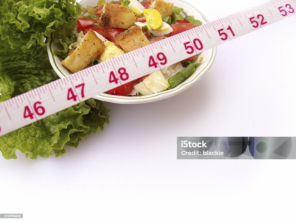 De dieta-Salada com fita de medição - Foto de stock de Alface royalty-free