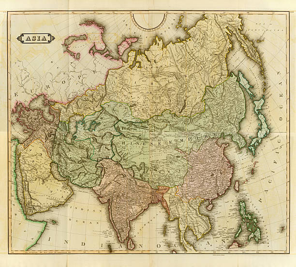 alte karte von asien - india map sri lanka pakistan stock-grafiken, -clipart, -cartoons und -symbole