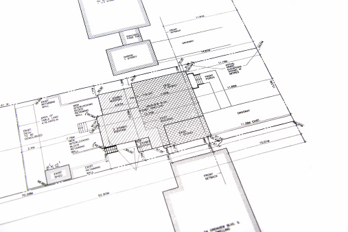 This is a picture of a set of blueprints (architectural drawing) for the main floor of a residential property.