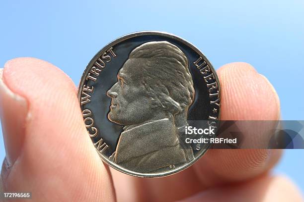 One Nickel Stock Photo - Download Image Now - Nickel - US Coin, Thomas Jefferson, Jefferson - Maine