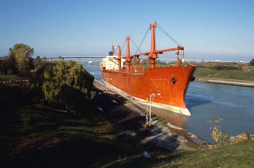 Freighter Going through the Welland Canal in Canada