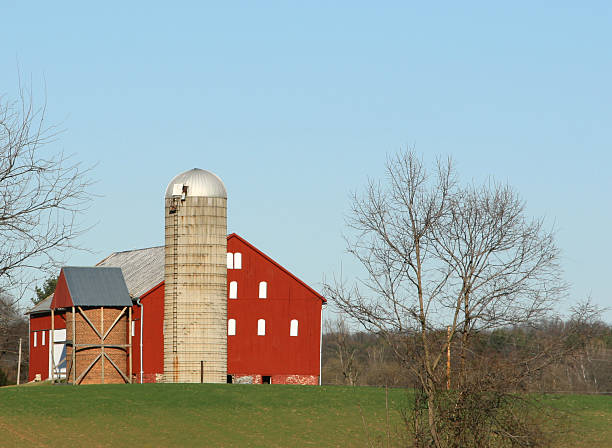 barn and silo stock photo