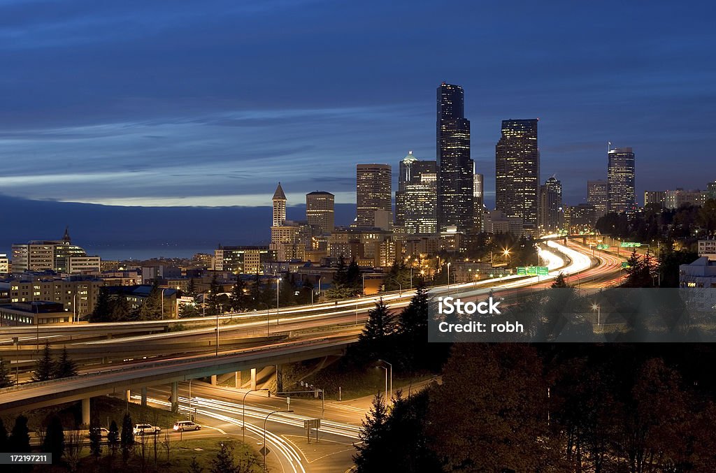 Les lumières de la ville-Seattle - Photo de Autoroute libre de droits