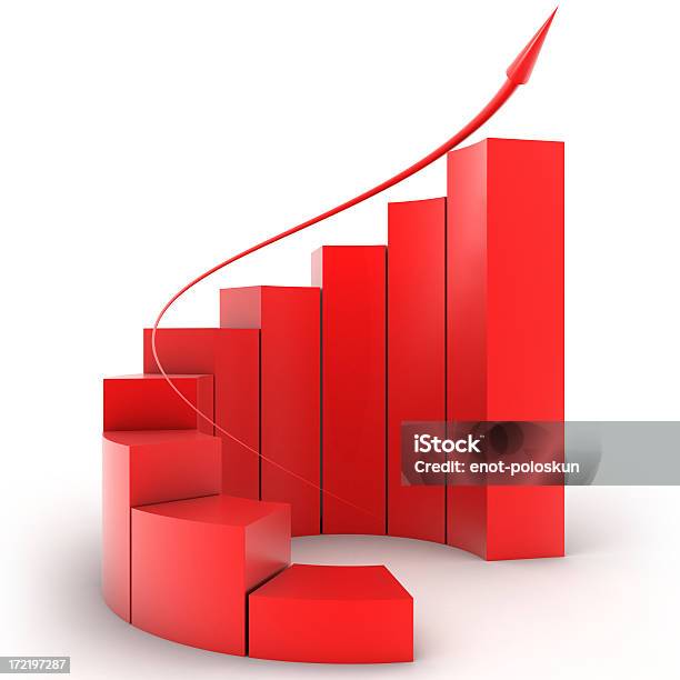 Рост График — стоковые фотографии и другие картинки Трёхразмерный - Трёхразмерный, Рост, Красный