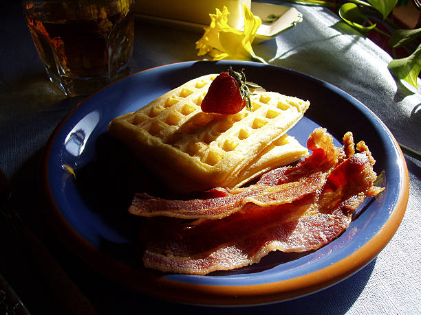 istock Breakfast - Waffles, Apple Juice and Bacon 172197538