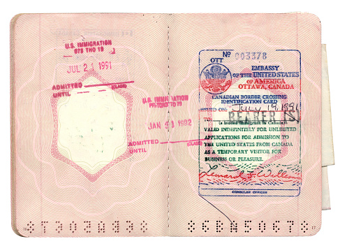 US Visa from Ottawa, with Us immigration stamps.