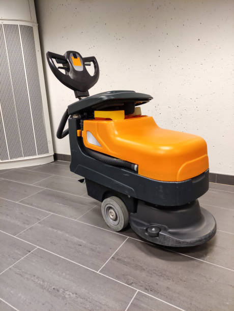 istock Scrubber dryer on a tile floor, professional equipment. 1721977300