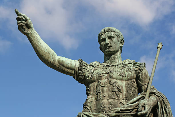 Green stone statue of Caesar Augustus in Rome, Italy Statue of Caesar Augustus in Rome, Italy augustus caesar photos stock pictures, royalty-free photos & images