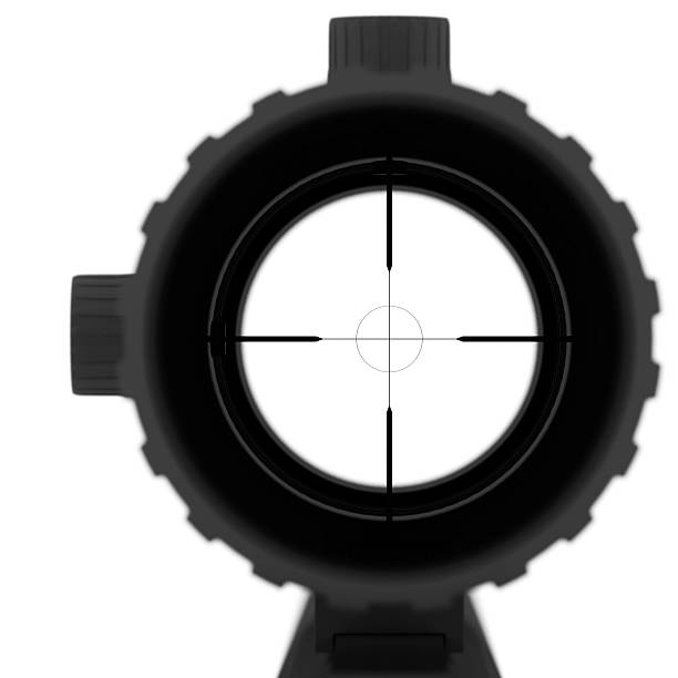 attraverso un look riflescope - crosshair gun rifle sight aiming foto e immagini stock