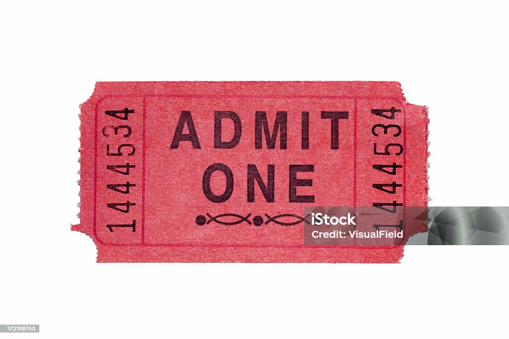 Red Admission Ticket red Admit One ticket isolated on white background Ticket Stock Photo