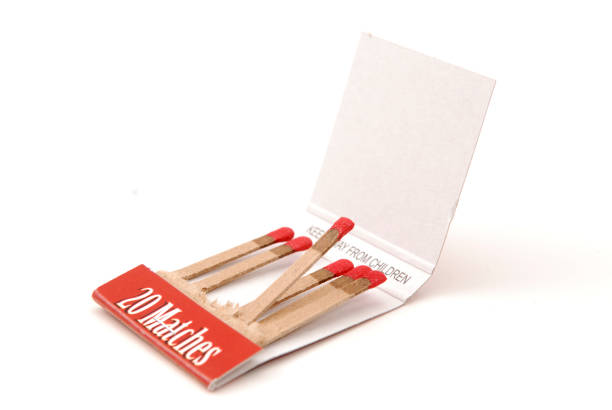 Red match stick on white background.