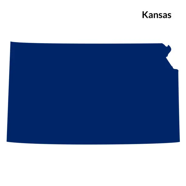 Vector illustration of Map of Kansas. Kansas map. USA map