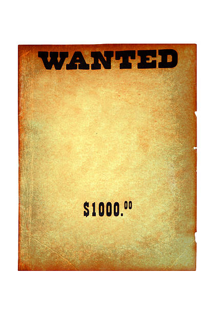 wanted-cartaz em inglês - wanted poster paper wild west burnt - fotografias e filmes do acervo