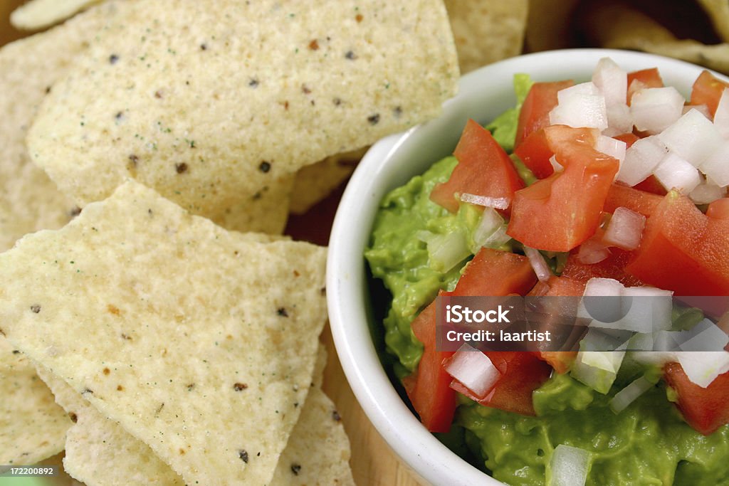 chips und guacamole close-up. - Lizenzfrei Ansicht aus erhöhter Perspektive Stock-Foto