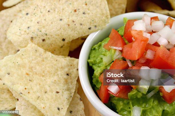 Chips Und Guacamole Closeup Stockfoto und mehr Bilder von Ansicht aus erhöhter Perspektive - Ansicht aus erhöhter Perspektive, Avocado, Bunt - Farbton