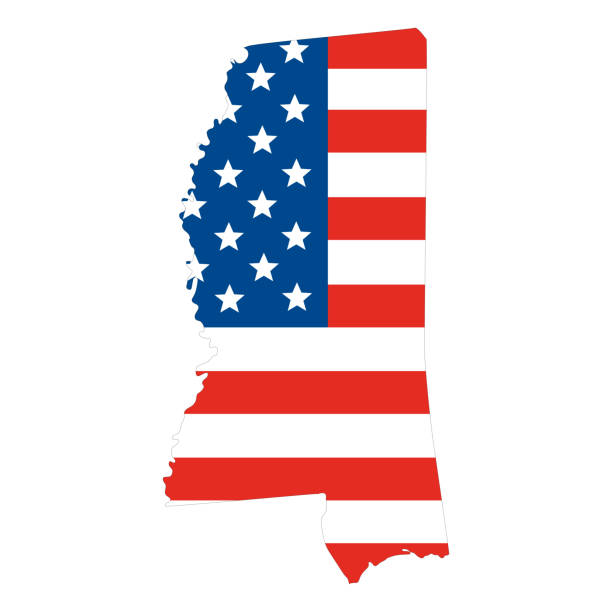 Map of Mississippi with USA flag. USA map Map of Mississippi with USA flag. USA map mississippi state university stock illustrations